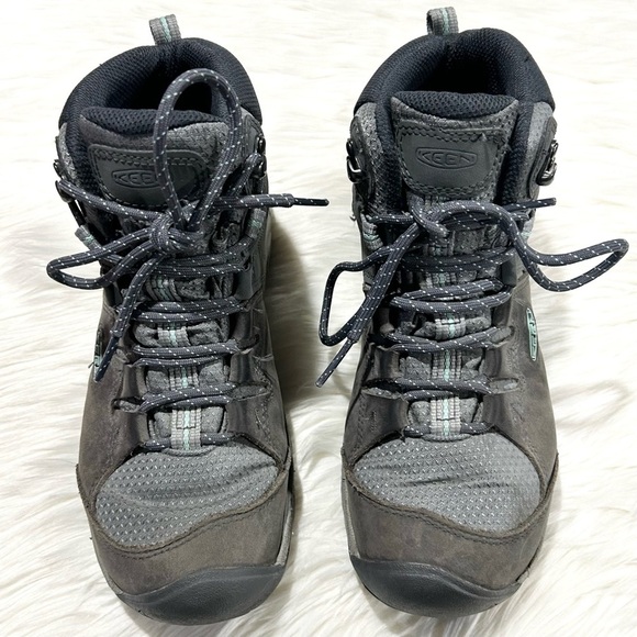 Keen Steens Leather Waterproof Boot Steel Grey/Ocean Wave 7.5 - Picture 4 of 11